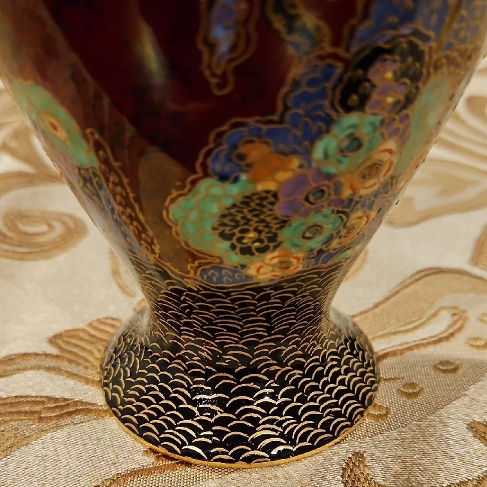 Exquisite Vintage Crown Devon Fieldings Art Deco 'Fairy Castle' Gold Gilded Vase